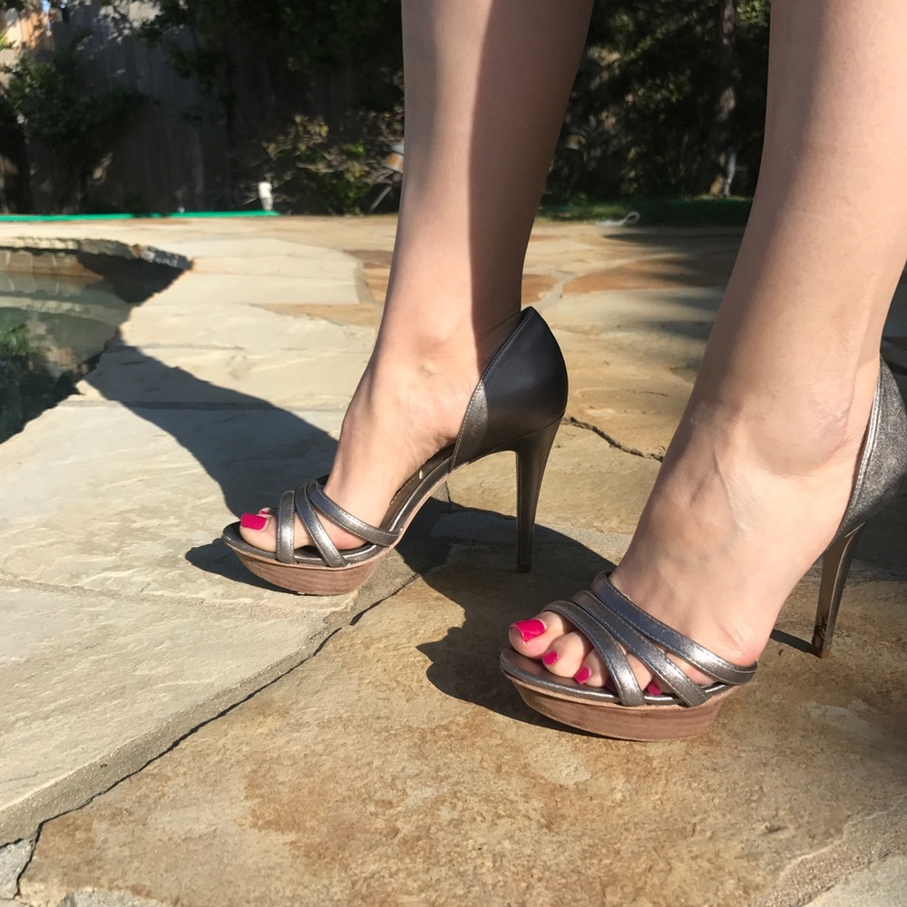 BCBG Silver heels